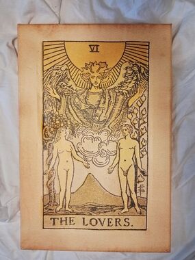 The Lovers Tarot Art Print in Yellow